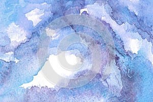 Watercolor abstract background with gentle blue and purple colors