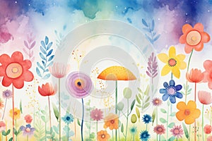 Watercolor abstract background nature summer background flowers illustration spring floral flora blossom