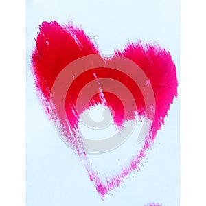 Watercolor abstract background red text liters symbol of love bright dry brush texture decoration hand beautiful wallpaper
