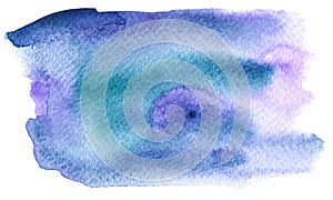 Watercolor abstract blue stain, hand painted artistic texture