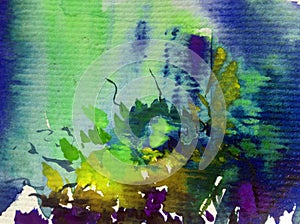 Watercolor abstract bright colorful textural background handmade . Painting of sea water and underwater world .