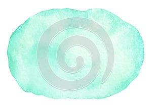 Watercolor abstract brush stroke with stains in trendy color Aqua menthe photo