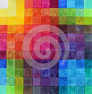 Watercolor abstract colorful multicolor square palette for artist background. Art creative hand drawn object for