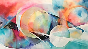 Watercolor abstract composition. Bright artistic painting color texture. AI illustration of modern futuristic art. For