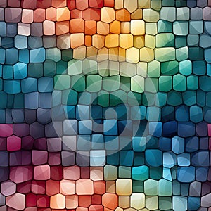 Watercolor abstract cubo mosaic tile background with colorful gradients (tiled) photo