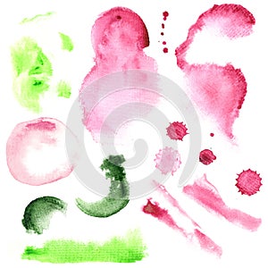 Watercolor Abstract Hand Painted Blots, Spray, Smear and Stains Set