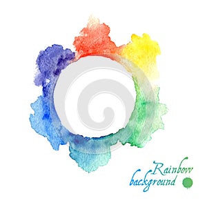 Watercolor abstract rainbow frame. Vector