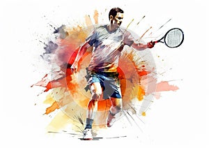 Watercolor abstract representation of tennis.
