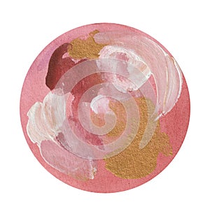 Watercolor abstract romantic background in the form of a circle for lettering and inscriptions, greetings.