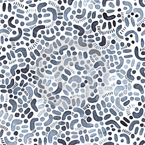 Watercolor abstract seamless pattern. Creative texture with bright abstract hand drawn elements