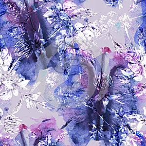 Watercolor abstract seamless pattern with hand painted artistic