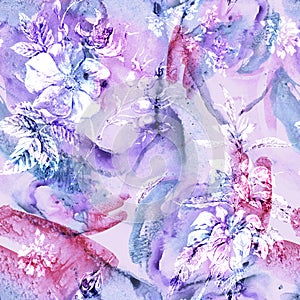Watercolor abstract seamless pattern with hand painted artistic