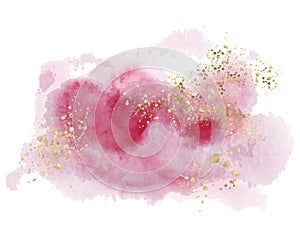 Watercolor abstract splash Color painting texture. Pink background