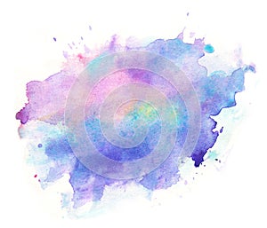 Watercolor abstract splash multiple colors isolated on white