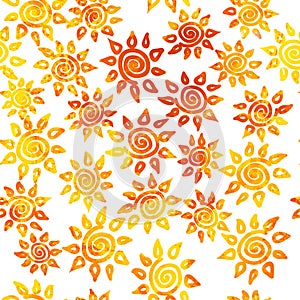 Watercolor abstract sun vector pattern