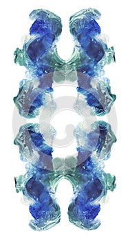 Watercolor abstract symmetric background. Colorful image. Blue and green paint.