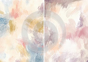 Watercolor abstract textures of pink, beige, blue, red and white spots. Hand painted pastel illustration isolated on