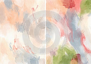 Watercolor abstract textures of pink, blue, green, red and white spots. Hand painted pastel illustration isolated on