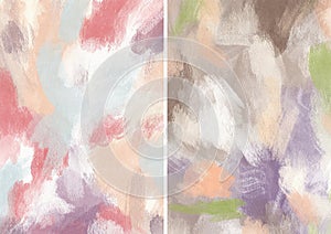 Watercolor abstract textures of pink, violet, green, red and white spots. Hand painted pastel illustration isolated on