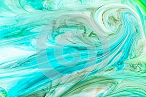 Watercolor and acrylic abstract. Colorful background. Mix, splashes and drawings of colors: blue, turquoise, green, yellow, brown