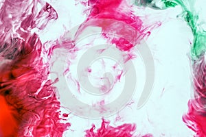 Watercolor and acrylic abstract. Colorful background. Mix, splashes and drawings of colors: red, turquoise, white background