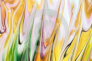 Watercolor and acrylic abstract. Colorful background. Mix, splashes and drawings of colors: yellow, red, green, brown, white