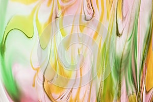 Watercolor and acrylic abstract. Colorful background. Mix, splashes and drawings of colors: yellow, red, green, brown, white