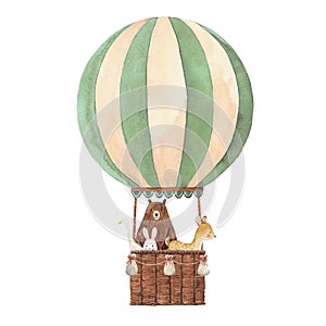 Watercolor air baloon illustration photo