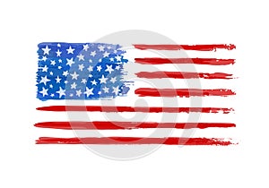 Watercolor American Flag. Vector illustration isolated on white background. Design element greeting card and invitation of 4th of