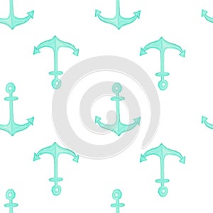 Watercolor anchor seamless pattern.