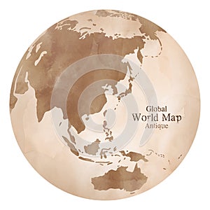 Watercolor antique global world map