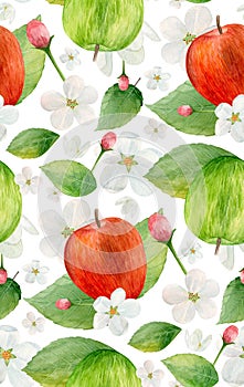 Watercolor apple pattern