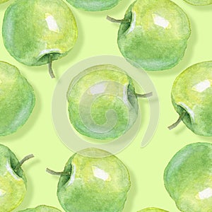 Watercolor apples, seamless pattern 2