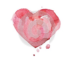 Watercolor aquarelle hand drawn colorful red heart