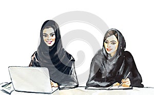 Watercolor arabian business women