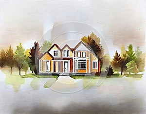 Watercolor of Architekt baut Modell