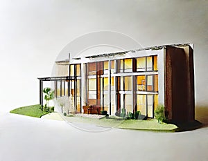 Watercolor of Architekt baut Modell