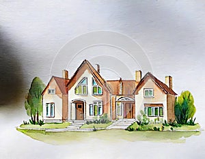 Watercolor of Architekt baut Modell