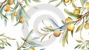 Watercolor argan seeds and oil background. Argana nuts and branches created with generative ai tools