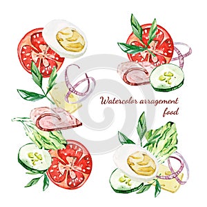 Watercolor arragement food