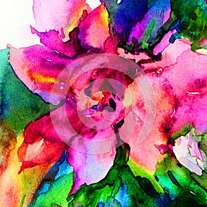 Watercolor art abstract background floral exotic flower texture wet wash blurred fantasy