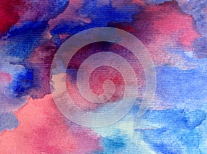 Watercolor art abstract background fresh beautiful sky clouds air day textured wet wash blurred fantasy