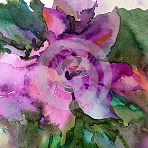 Watercolor art background nature fresh colorful flower single delicate romantic creative