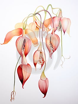 Watercolor Art of Peristeria Elata on White Backdrop AI Generated