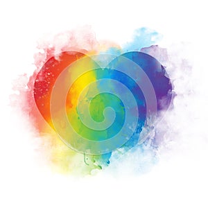 Watercolor art rainbow heart - isolated