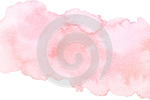 Watercolor artistic abstract pink brush stroke isolated on white background