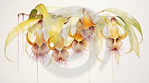 Watercolor Artwork of Bulbophyllum Medusae on White Background AI Generated