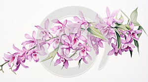 Watercolor Artwork of Dendrobium Spectabile on White Background AI Generated