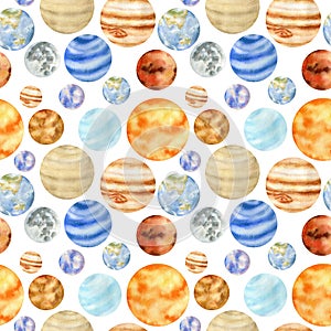 Watercolor astronomy seamless pattern
