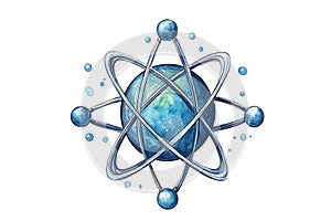 Watercolor Atom Model Illustration Science Art